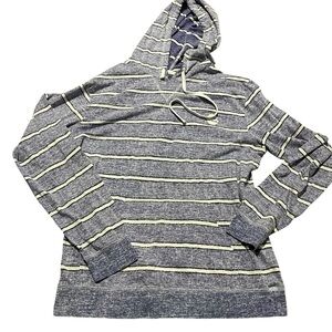 Billabong Blue and White Striped Lightweight Hoodie Size Medium Skater Surf